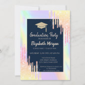Glitter Graduation Cap, Roos Gold Drids, Navy Blue Kaart (Voorkant)