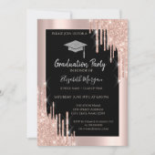 Glitter Graduation Cap, Roos Gold Drivers, zwart Kaart (Voorkant)