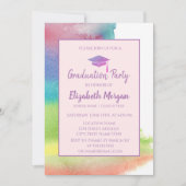 Glitter Graduation Cap, Waterverf Splash Kaart (Voorkant)