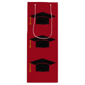 Glitter Graduation Cap Wijn Cadeautas (Voorkant)