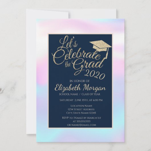 Glitter Gradup Afstuderen holografisch Kaart (Voorkant)