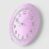 Glitter Gray Pink Gold Numbers Blush Beauty Lux Grote Klok (Hoek)