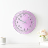 Glitter Gray Pink Gold Numbers Blush Beauty Lux Grote Klok (Huis)