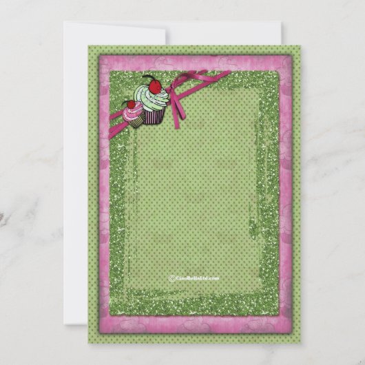 Glitter Green en Roze Cupcake Exchange-uitnodiging Kaart (Achterkant)