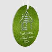 Glitter Green First Kerstmis in New Home | 20XX Ornament (voorkant)
