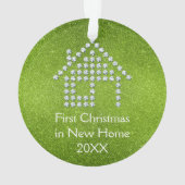 Glitter Green First Kerstmis in New Home | 20XX Ornament (achterkant)