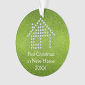 Glitter Green First Kerstmis in New Home | 20XX Ornament (voorkant)