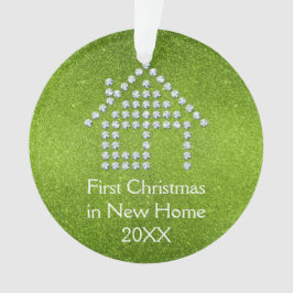 Glitter Green First Kerstmis in New Home | 20XX Ornament