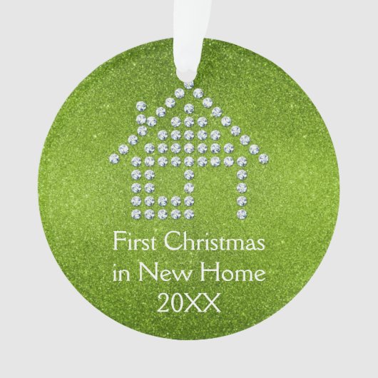 Glitter Green First Kerstmis in New Home | 20XX Ornament (voorkant)