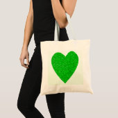 Glitter Green Heart Wedding Tote Bag (Voorkant (product))