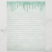 Glitter Green Lined Briefpapier (Achterkant)
