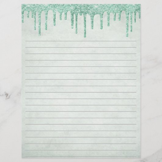 Glitter Green Lined Briefpapier (Achterkant)