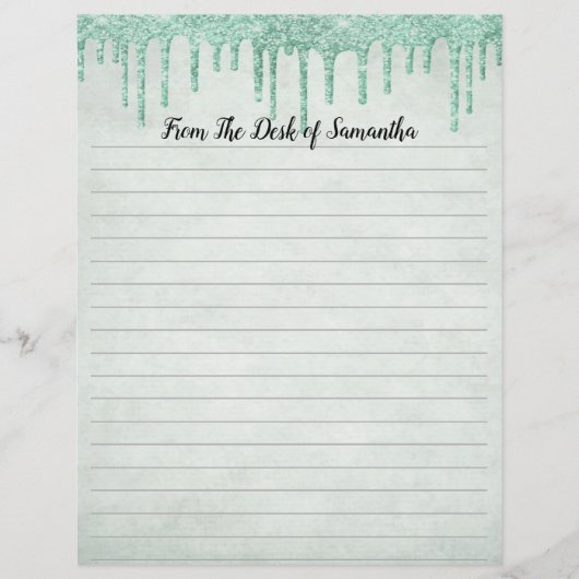 Glitter Green Lined Briefpapier (Voorkant)