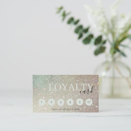 Glitter Green Pink Aqua S 6 Punch Loyalty Visitekaartje (Staand voorkant)