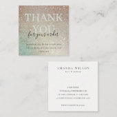 Glitter Green Pink Aqua Shiny Hartelijk dank voor  Vierkante Visitekaartje (Voorkant / Achterkant)