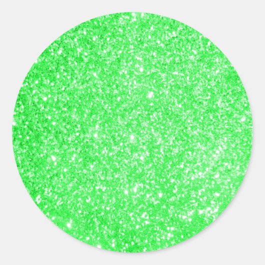 Glitter Green Ronde Sticker (Voorkant)
