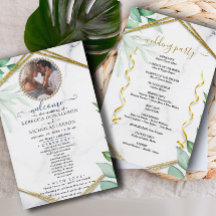 Glitter Greenery Elegant Photo Wedding Programme
