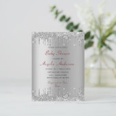 Glitter Grey Baby Boy Douche Uitnodiging Sjabloon (Staand voorkant)