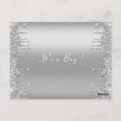 Glitter Grey Baby Boy Douche Uitnodiging Sjabloon (Achterkant)