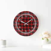 Glitter Grey Numbers Buffalo Lumberjack Red Black Grote Klok (Huis)