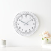 Glitter Grey Numbers White Delicate Grey Silver Grote Klok (Huis)