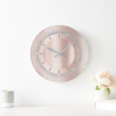 Glitter Grey Roos Gold Metal Blush Crystals Grote Klok (Huis)