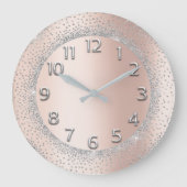 Glitter Grey Roos Gold Numbers Blush Beauty Lux Grote Klok (Voorkant)