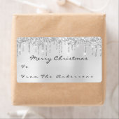 Glitter Grey Silver Drip Feestdagen kerstseizoen Etiket (Insitu)