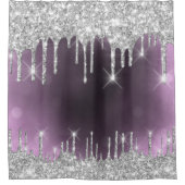Glitter Grey Spark druppelt roze elegant op Douchegordijn (Voorkant)