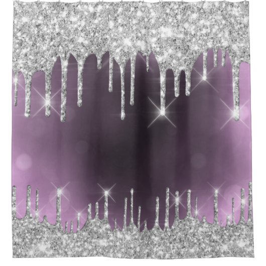 Glitter Grey Spark druppelt roze elegant op Douchegordijn (Voorkant)