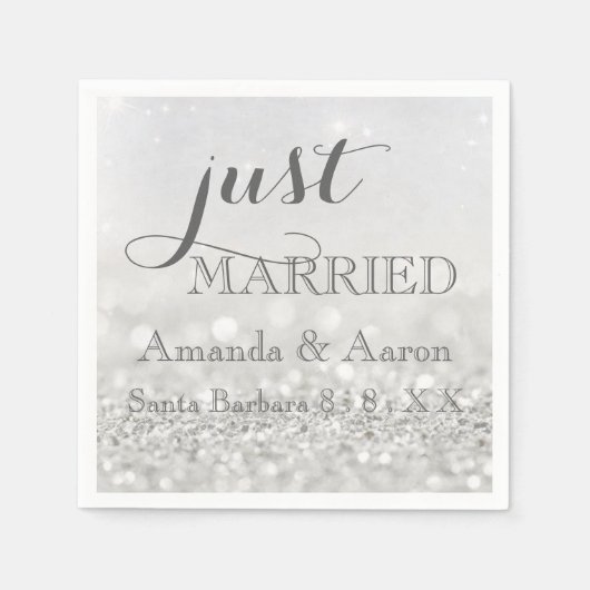 Glitter Grey White Simple Classic, gewoon getrouwd Servet (Voorkant)