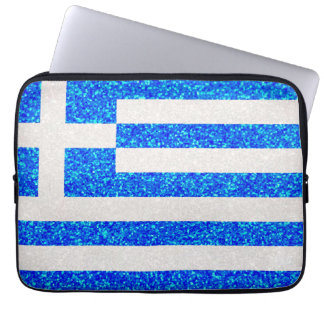 Glitter Griekenland vlag laptop mouw Laptop Sleeve