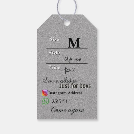 Glitter Grijs Cadeaulabel (Achterkant)