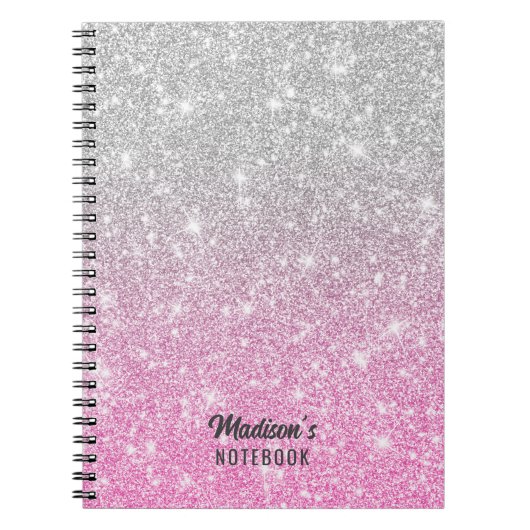 Glitter (grijs en roze) notitieboek (Voorkant)