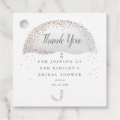 Glitter grijs paraplu vrijgezellenfeest dank u bedankjes labels (Voorkant)