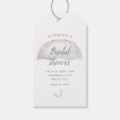 Glitter grijs paraplu vrijgezellenfeest dank u cadeaulabel (Voorkant)