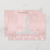 Glitter Grijs Roze Diamant Kristallen Bruidsjurk Kaart (Voorkant / Achterkant)