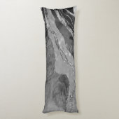 Glitter: grijs zwarte witte marmer Agate Silver Lichaamskussen (Achterkant (Verticaal))
