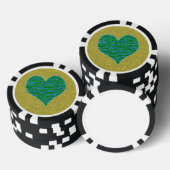 Glitter Groen Hart op Gouden Glitter Achtergrond Pokerchips (Opstapeling)