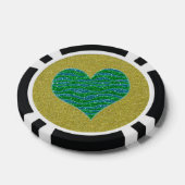 Glitter Groen Hart op Gouden Glitter Achtergrond Pokerchips (Enkel)