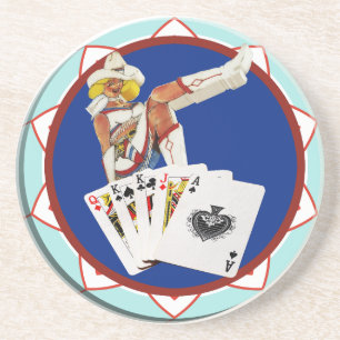 Glitter Gultch Sally Poker Chip Zandsteen Onderzetter