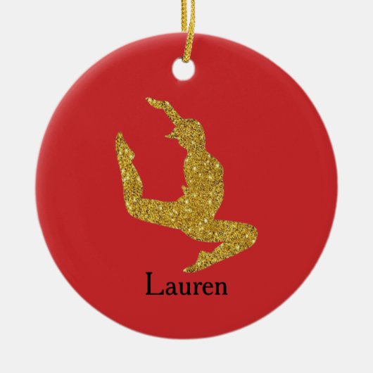 Glitter Gymnast Red Ornament (Voorkant)