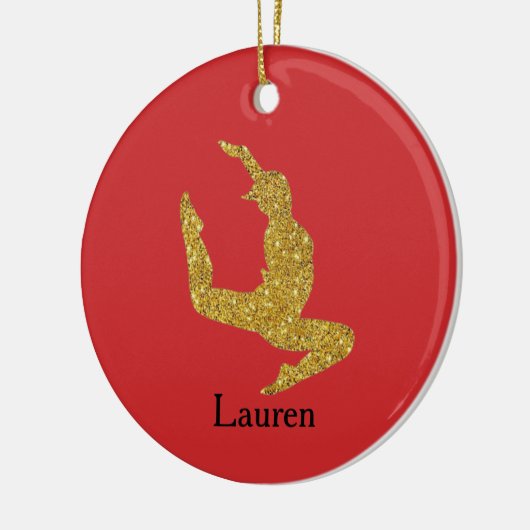 Glitter Gymnast Red Ornament (Links)