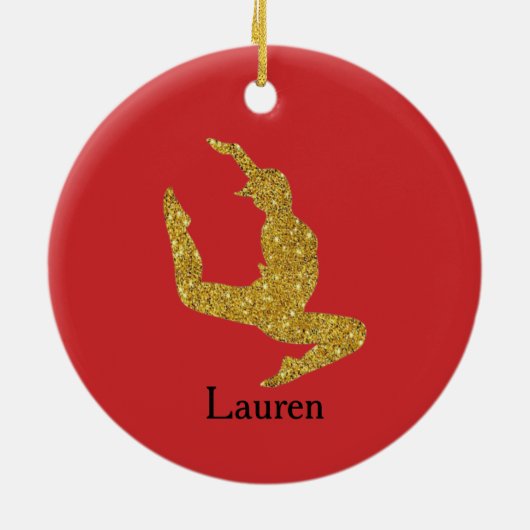 Glitter Gymnast Red Ornament (Achterkant)