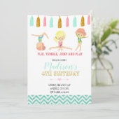 Glitter Gymnastic Invitation Kaart (Staand voorkant)