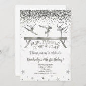 Glitter Gymnastic Kids Birthday Invitation Kaart (Voorkant / Achterkant)