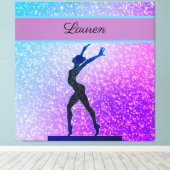 Glitter Gymnastics Beam Blue en Paars Canvas Afdruk (Insitu (Houten vloer))