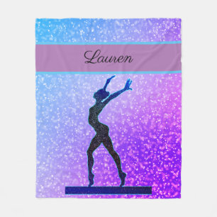 Glitter Gymnastics Beam Blue en Paars Fleece Deken