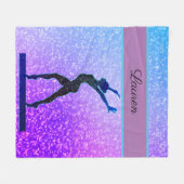Glitter Gymnastics Beam Blue en Paars Fleece Deken (Voorkant (Horizontaal))