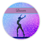 Glitter Gymnastics Beam Blue en Paars Keramische Knop (Voorkant)